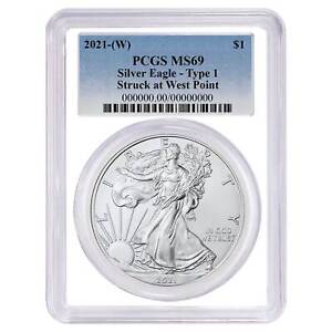 2021 (W) $1 Type 1 American Silver Eagle PCGS MS69 Blue Label White Frame