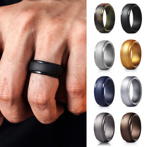 Flexible Silicone Ring Men Women Rubber Wedding Band Soft Band Ring Size 7-12#