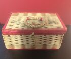Vintage Wicker Sewing Basket Storage Box - Made In Japan
