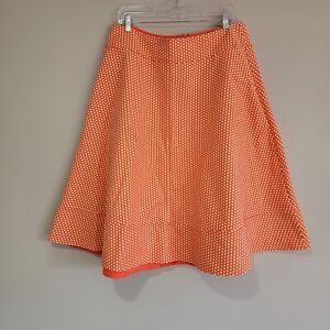 Lane Bryant Modernist Collection Skirt Womens 16 Orange Polka Dot Flared Zip