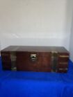 Vintage wood treasure chest wooden storage trinket box- Velvet Bottom & Interior