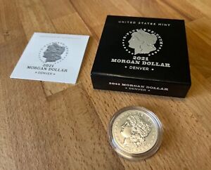 2021-D Morgan Silver Dollar, Uncirculated, 21XG, Comes with Box and COA.