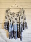Catos Ladies Size XL Blouse On/Off Shoulder 3/4 Wide Sleeves Boho Peasant Flowy