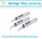Curved Utility Tip 12cc Irrigation Syringes Disposable Dental (Choose Quantity)