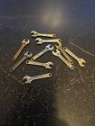 10 Vintage Miniature Brass 1960's Charms TOOLS Adjustable Wrench