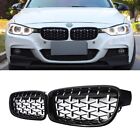 Diamond Black/Silver Kidney Grille Grill For 12-18 BMW F30 3 series 320i 328i (For: More than one vehicle)