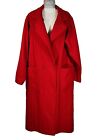 Womens Raywood & Stein Sz Large Lipstick Red Wool Long Trench Coat Lined Vintage