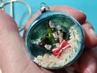Vtg  Glass Indent Diorama Holiday Candle Bottle Brush Ornament Japan Cristmas
