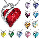 Multicolor Love Hearts Birthstone Pendant Necklaces for Women Girl MOM Wife Gift