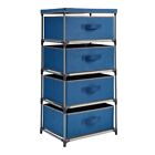 4-Tier Closet Dresser with Drawers - Clothes Organizer and Storage (Navy Blue)