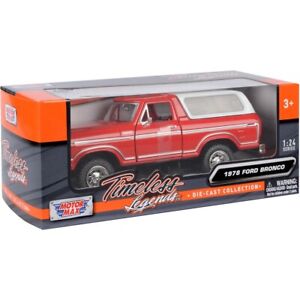 1978 Ford Bronco Hard Top - Red 1:24 Scale Diecast Replica Model by Motormax