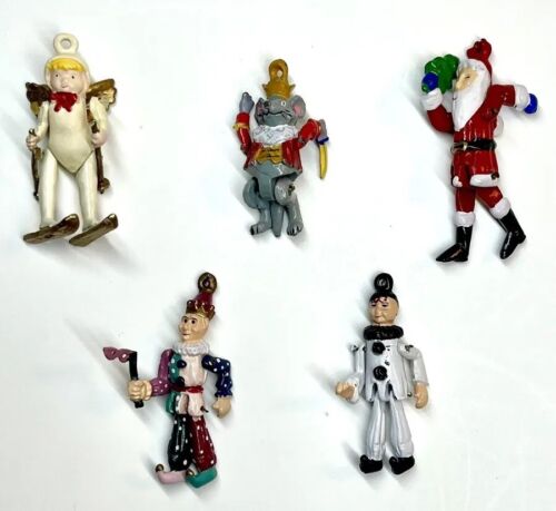 Antique Nutcracker Suite 5 Miniature Cast Metal Christmas Ornament Figurine VTG