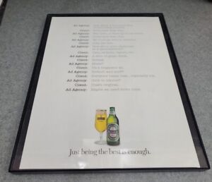 PRINT AD 1993 Heineken Beer Client Ad Just Being Best Enough Framed 8.5x11