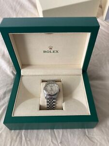 MENS ROLEX DATEJUST 18K WHITE GOLD & STAINLESS STEEL SILVER DIAMOND DIAL WATCH