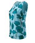 CABI 3268 Blue Teal Poppy Floral Print Lined Pullover Sleeveless Top Size Medium