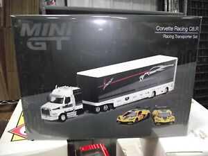 Mini GT 1/64 Corvette racing C8.R racing transport set 2 cars & hauler NIB