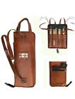 Drum Stick Bag Leather Drumstick Percussion Parts Sticks Leather Case with Strap