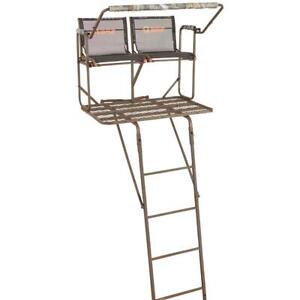 New Sturdy Guide Gear 17 ft Full Platform 2 Man Ladder Hunting Tree Stand