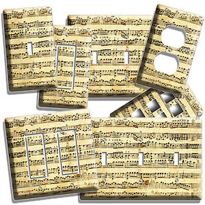 SHEET MUSIC VINTAGE MUSICAL NOTES LIGHT SWITCH WALL PLATE OUTLET STUDIO ROOM ART