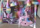 Luv Betsey Johnson Clear Unicorn Cat Barrel Satchel Crossbody Bag Purse Rainbow