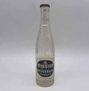 Vintage Mission Beverages Glass Soda Bottle 10 Oz