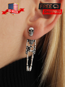 Skeleton Skull Earrings For Women Party Fashion Halloween Gothic Jewelry Gift