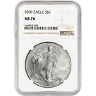 2010 $1 American Silver Eagle NGC MS70 Brown Label