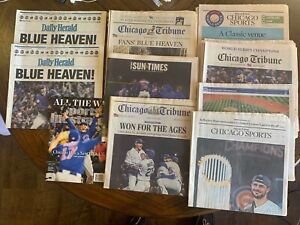Chicago Cubs Win World Series Newspapers-Tribune,Sun Times, Herald. SI-11-3-2016