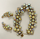 Vintage Regency Signed Gold Aurora Borealis Bracelet & Earrings