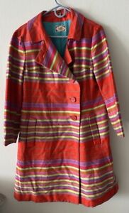 Vintage Neusteters Sport Shop Women’s Trench Coat Multicolor Stripe Lined Size L