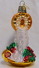 OWC Old World Christmas Glass Holiday Candle #32005 golden flame chamberstick