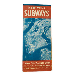 Vintage 1940 New York City SUBWAY MAP NYC Union Dime Bank 11.5”x18”  Brochure