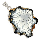 Natural Merlinite Dendritic Opal Slice 925 Silver Pendant Jewelry ALLP-24968