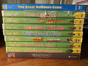 LOT of 9 Sesame Street DVDs Counting Alphabet Potty Time Numbers Elmo