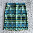 J. Crew Basketweave Pencil Skirt Womens Sz 6 Blue Green Geometric B8203 Zip Prep