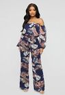 FASHION NOVA Your  Everything Jumpsuit - Navy/Combo XL NWOT/never Worn