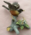 Vintage Robin In Flight Andrea by Sadek Porcelain Bird Figurine Painted