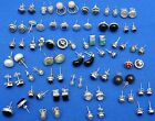Mix Assorted Gemstones 925 Silver Chunky Stud Earrings Wholesale Lot Jewelry