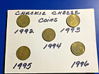Chuck E Cheese 5 Coins/Tokens 1992 - 1996