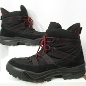 LL Bean Suede Hiking Boots Mens Size 11 Black Red Lug Sole Made in Portugal
