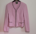 Vintage Geiger Jacket Women Sz 36 pink Pure Wool Tailored Short Blazer zip