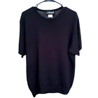 Sag Harbor Womens Size XL Pullover Cardigan Short Sleeve Sweater Black