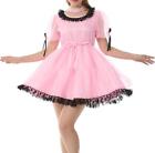 sexy Girl Maid Sissy Pink Satin Dress Cosplay Costumes CD/TV Tailored