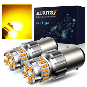 2X AUXITO 1157 7507 LED Turn Signal Parking Lights Bulbs Canbus Error Free Amber