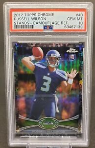 2012 Topps Chrome Russell Wilson Refractor Camo Rookie Card RC Psa 10 #'d /499