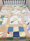Antique Handmade Quilt 1930s ROUGH CONDITION Cutter AS IS 80