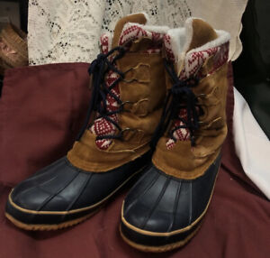 Khombu Vail Fair Isle Fleece Lined Winter Duck Snow  Boots Size 8.5 M