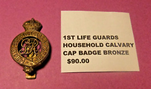 British Military 1ST LIFE GUARDS HOUSEHOLD CAVALRY Cap Badge, Bronze