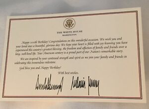 TRUMP WHITE HOUSE CARD BIRTHDAY 100th PATRIOT RED BLUE GOLD EAGLE SEAL MILITARY