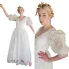 Vintage 80s White Lace Wedding Dress Statement Sleeves